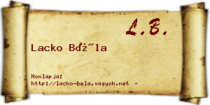 Lacko Béla névjegykártya